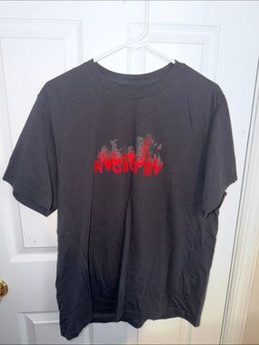 Jordan Black and Red Flame Script tshirt
